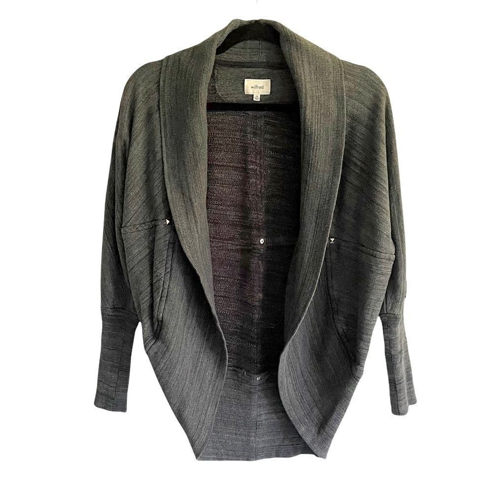 ARITZIA Wilfred Diderot Cocoon Cardigan Sweatshirt Sweater Gray Black XXS